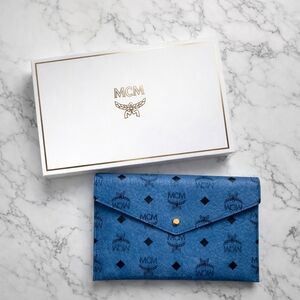 NIB MCM Monogram Blue Clutch